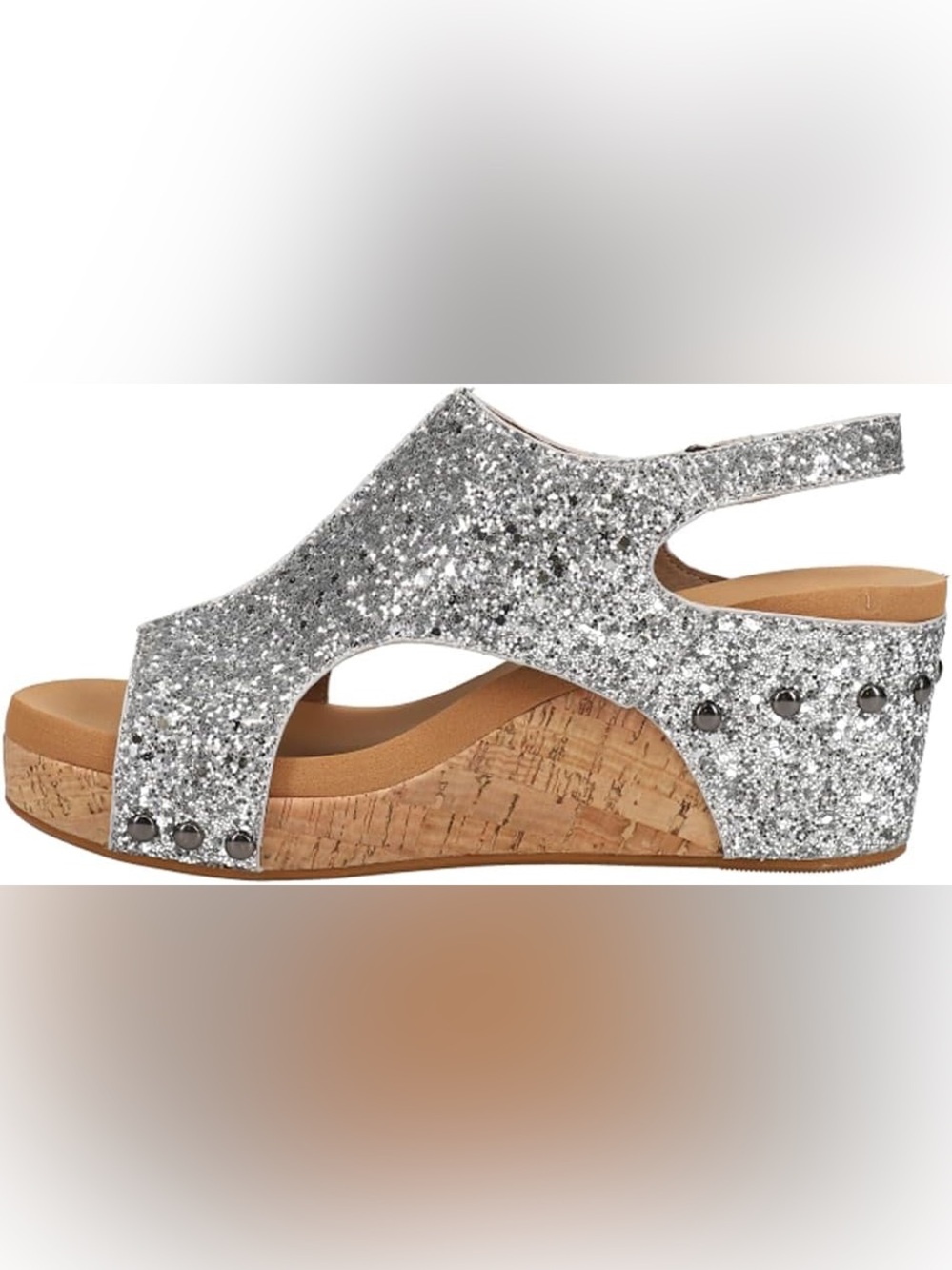 Like new Women’s Corkey’s Carley, platform casual sandals in silver glitter